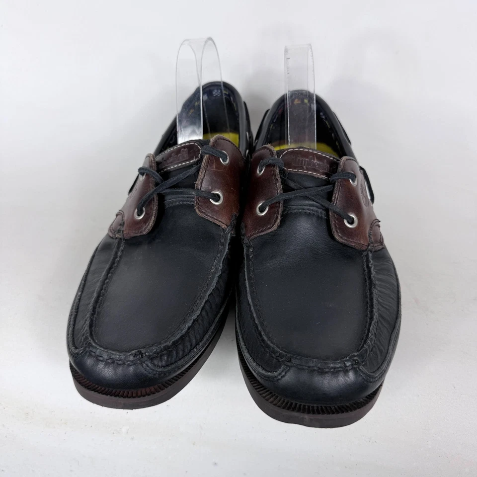 Timberland Zapatos de Barco Para Hombre 10 Negro Marrón Cuero Punta Redonda Parte Superior Baja Informal Foto 4 de 4