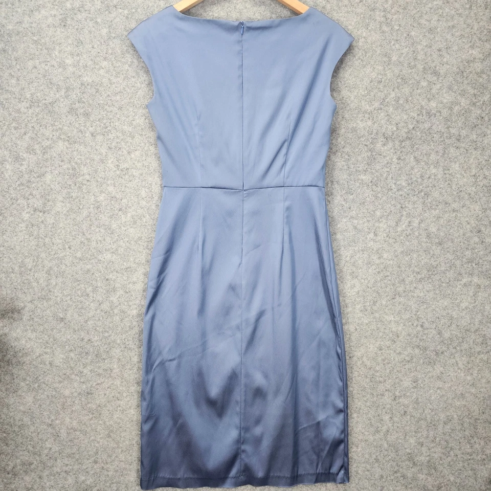 Donna Ricco Sheath Dress Womens 4 S Blue Periwinkle Satin Cocktail Party Wedding - Image 2 of 4