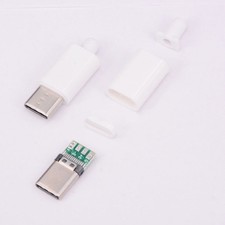 10pcs USB C Male Connector with Black or White Shell Solderable Design