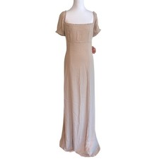 NWT Show Me Your Mumu Brittany Maxi Gown Dress L Beige Square Neck Puff Sleeve