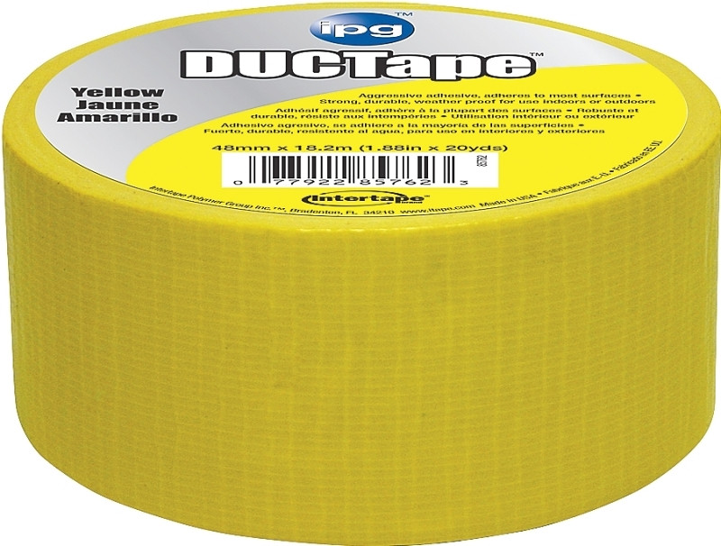 IPG 6720YEL JobSite DUCTape, Colored Duct Tape, 1.88" x 20 yd, Yellow