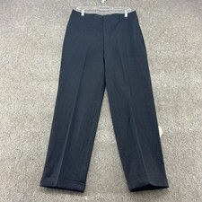 VINTAGE Wool Trouser Pants Mens 33x29 Black Straight Leg Slacks Pinstriped 60s