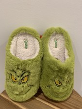 The Grinch Dr. Seuss Womens Santa Green Slippers Shoes Size Medium 7/8