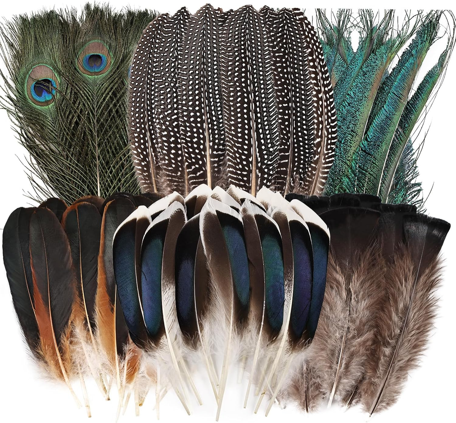 30 piezas plumas naturales a granel-6 estilos mezclados decorativos manchados