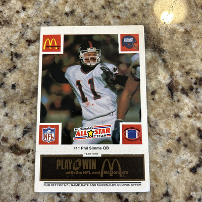 1986 McDonald's Play & Win - All-Star Team Blue Tab Phil Simms