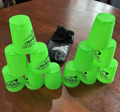 Speed Stacks Green Sport Stacking Cups Set w/ Drawstring Carry Bag 2008