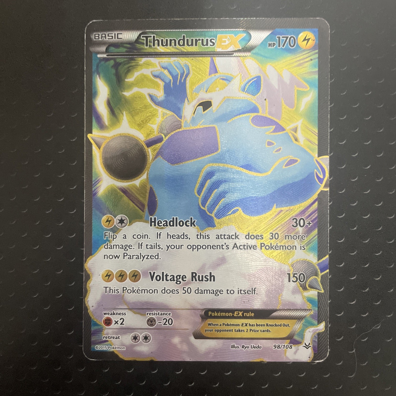 Pokemon Card - Thundurus EX 98/108 Roaring Skies - LP/MP