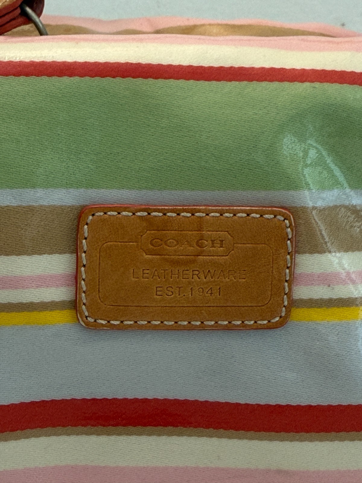 Coach Hampton Multicolor Striped Pattern Leather … - image 5