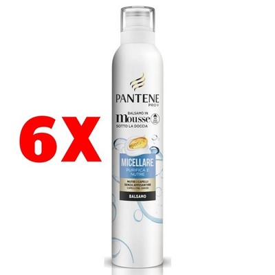 6 X Pantene Pro V Balsamo In Mousse Sotto La Doccia Micellare 140 Ml Purifica E 