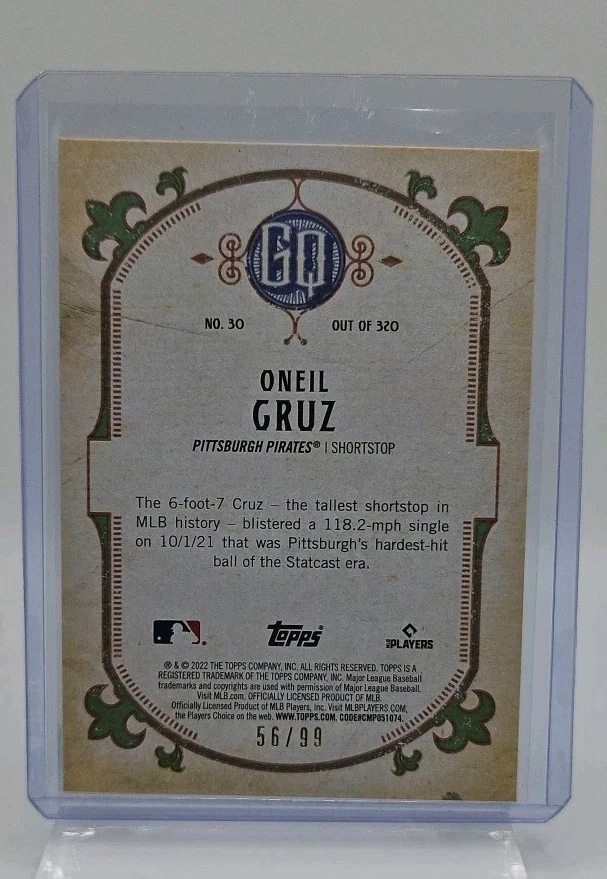 Oneil Cruz 2022 Topps Gypsy Queen Chrome Indigo Refractor RC /99 #30 PIRATES - Image 2 of 3