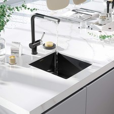 17-Inch Gloss Black Ceramic Coating with NanoTek Undermount Kitchen Sink, PVD...