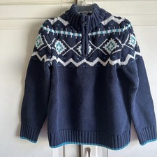 Gymboree Boys Size 3/4 Pullover Blue Cotton 1/4 Zip Sweater