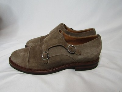 Brunello Cucinelli Mens Size 44 EUR Brown Suede Double Buckle Dress Shoes