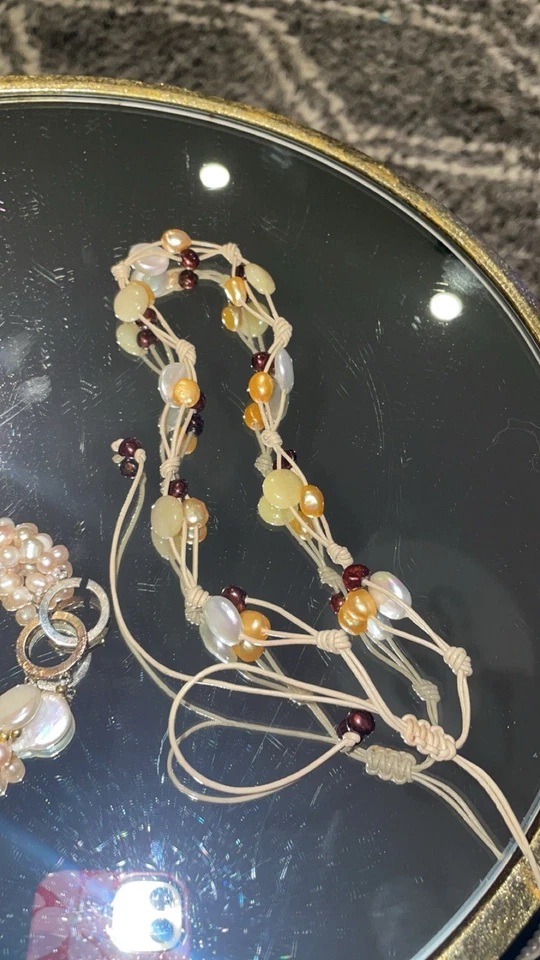 freshwater pearl jewellery set bracelets necklaces earrings natural - Image 3 of 4