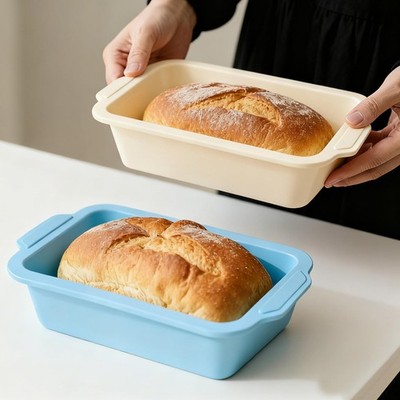 Nonstick Silicone Bread Loaf Pan: 9.5 x 5 Inch Bread Pan for Homemade Rye wit...