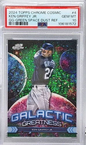 2024 Topps Cosmic Galactic Greatness Ken Griffey Jr Green Space Dust /75 PSA 10