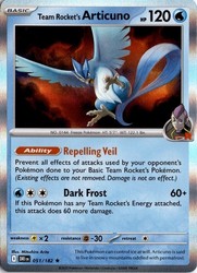 Team Rocket's Articuno 051/182 Destined Rivals Holo Rare