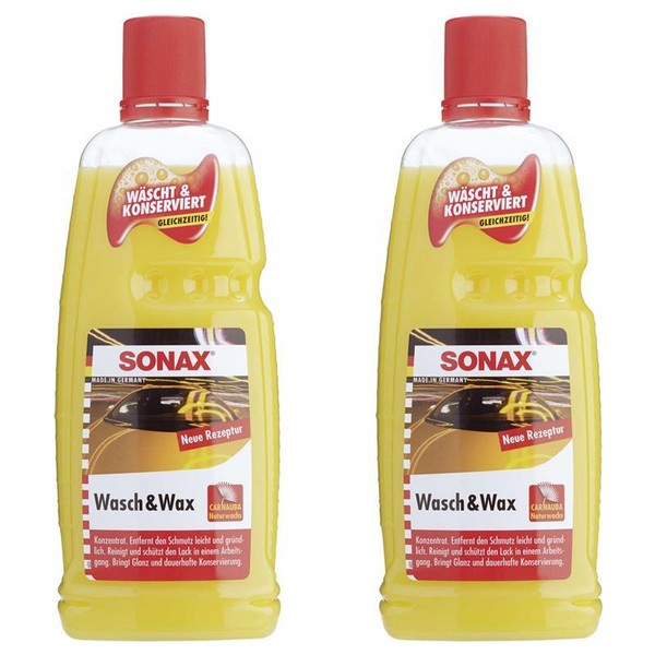 2 X Sonax Wasch & Wax AutowäSche Wachs Lackversiegelung Carnauba 1000 Ml-image