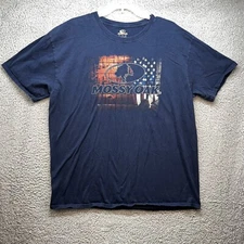 Mossy Oak Shirt Men’s XL Blue Camo American Flag Graphic Tee Hunting Outdoors