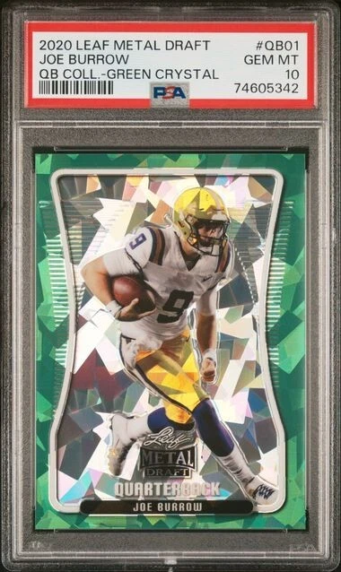 Joe Burrow Leaf Metal Draft Quarterback Collection #QB01 Green Crystal