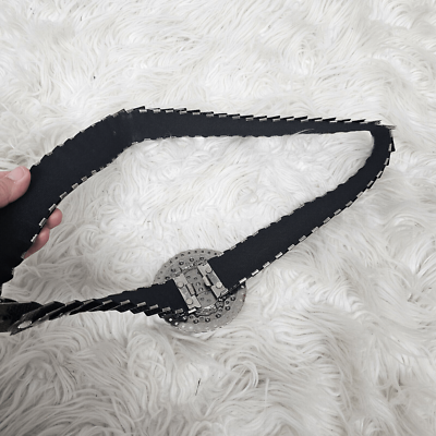 Metal Scale Layered Belt With Sparkle Gem In Center Stretch 