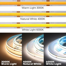 Warm Natural White Lights 5M DC12V 24V Premium COB LED Strip High Density Chips