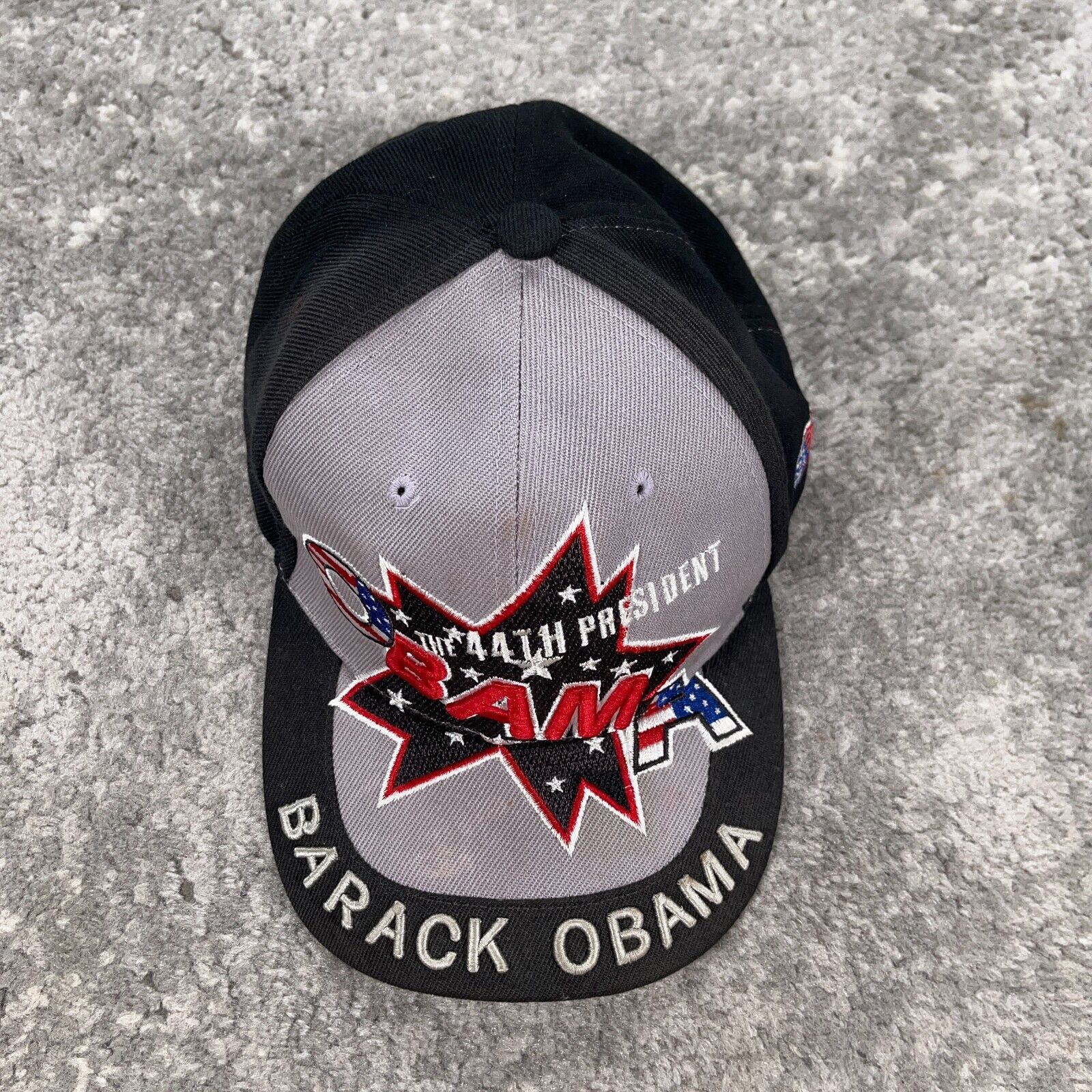 VTG Barack Obama Hat Cap Mens Strapback Grey Back… - image 6