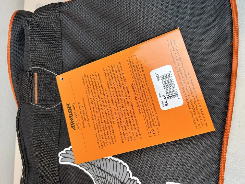 Bolsa de lona deportiva Harley-Davidson Winged Eagle B&S con correa ajustable - negra Foto 3 de 4