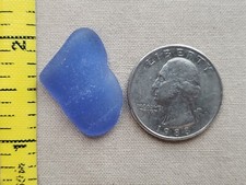 PURE BEACH SEA GLASS SURF TUMBLED CORNFLOWER LT BLUE NECK LIP FROSTED PENDANT R2