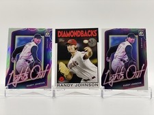 RANDY JOHNSON 2021 Lot - Optic Lights Out Silver Prizm + Base + Topps 35th A.