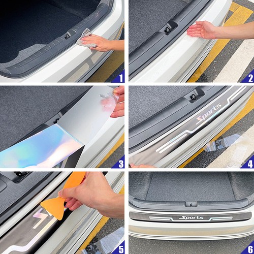 Black Car Rear Bumper Trunk Guard Cover Protector Trim Decal Sticker Accessories - Picture 5 of 11