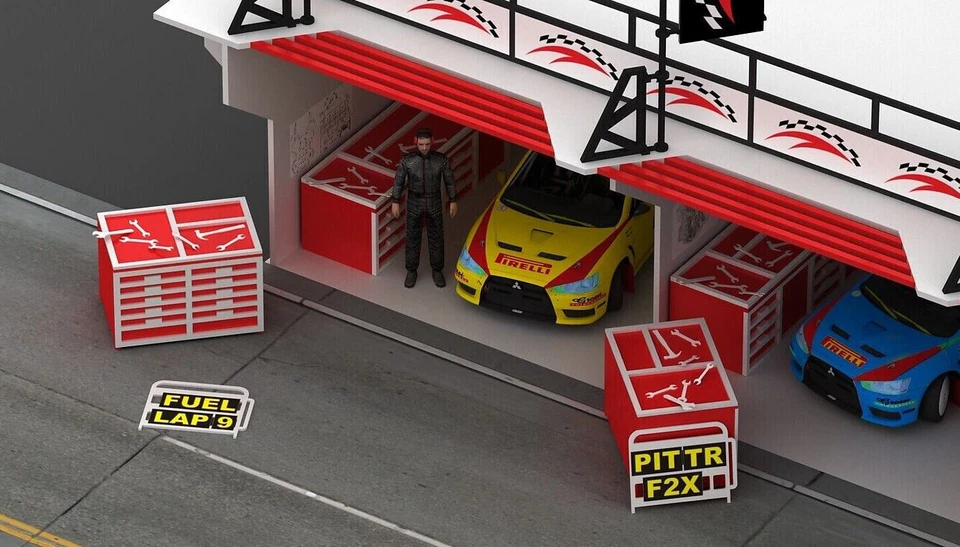 Slotcar Paisaje Edificio 4 Unidades Pit & Garage con Centro de Control Scalextric, Carrera Foto 2 de 4