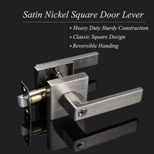 Probrico Satin Nickel Keyed Door Levers Entry Lockset Front Door Office DL01SNET