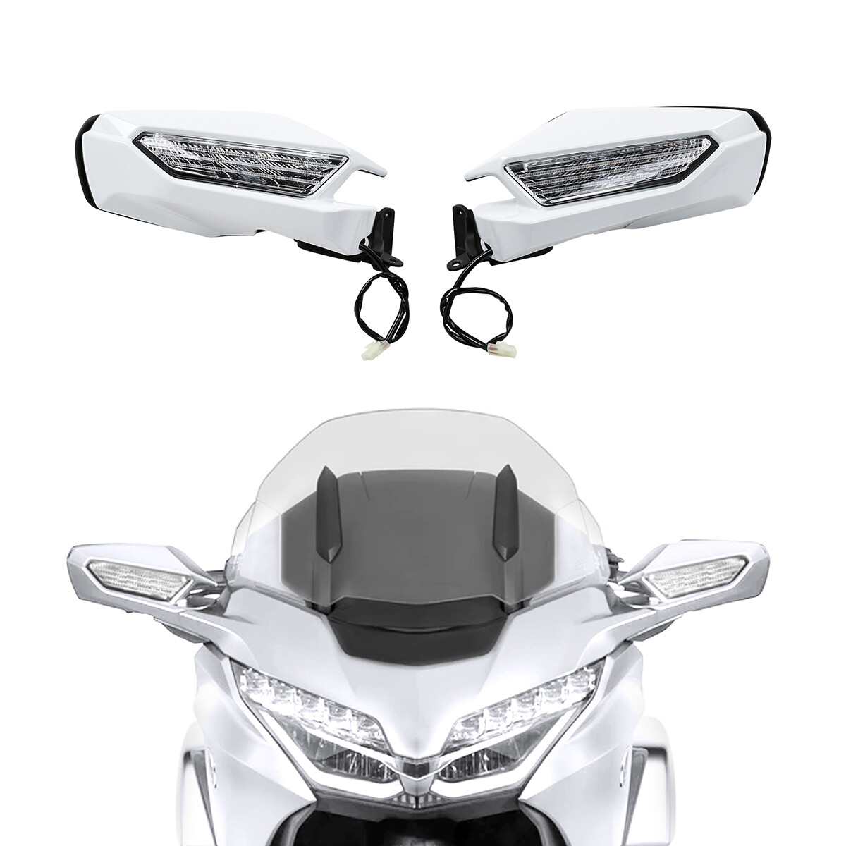 Rearview Mirror LED Turn Signal Clear Lens Fit For Honda Goldwing GL1800 2018-25