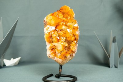 Small High-Grade Natural Citrine Cluster with Vibrant Golden-Orange Druzy