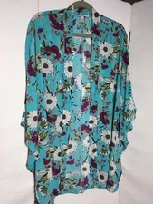 Womens Victoria Secret Cover-up Layer for Beach, Cruise, Summer Wear Aqua Floral