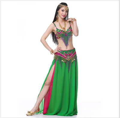 Qlan Belly Dance Bra Top Coloured Bead Sequined Belly Dancewear Dance Clothes