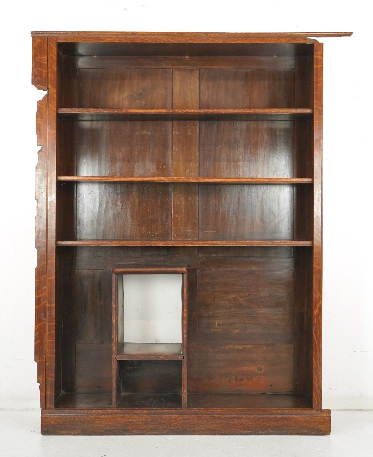 Reclaimed 4 Shelf Dark Wood Built in Library Bookcase
