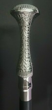 Silver Brass Long Knob Head Handle Antique Wooden Walking Stick Handmade Cane