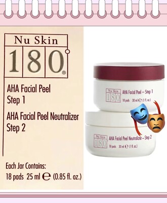 Nu Skin NuSkin 180 AHA Facial Peel & Neutralizer Anti-Aging 2-Steps Kit 18 Pads