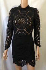 Papaya Dress Lace Black Sexy Office Career Work Zip Back Size Small