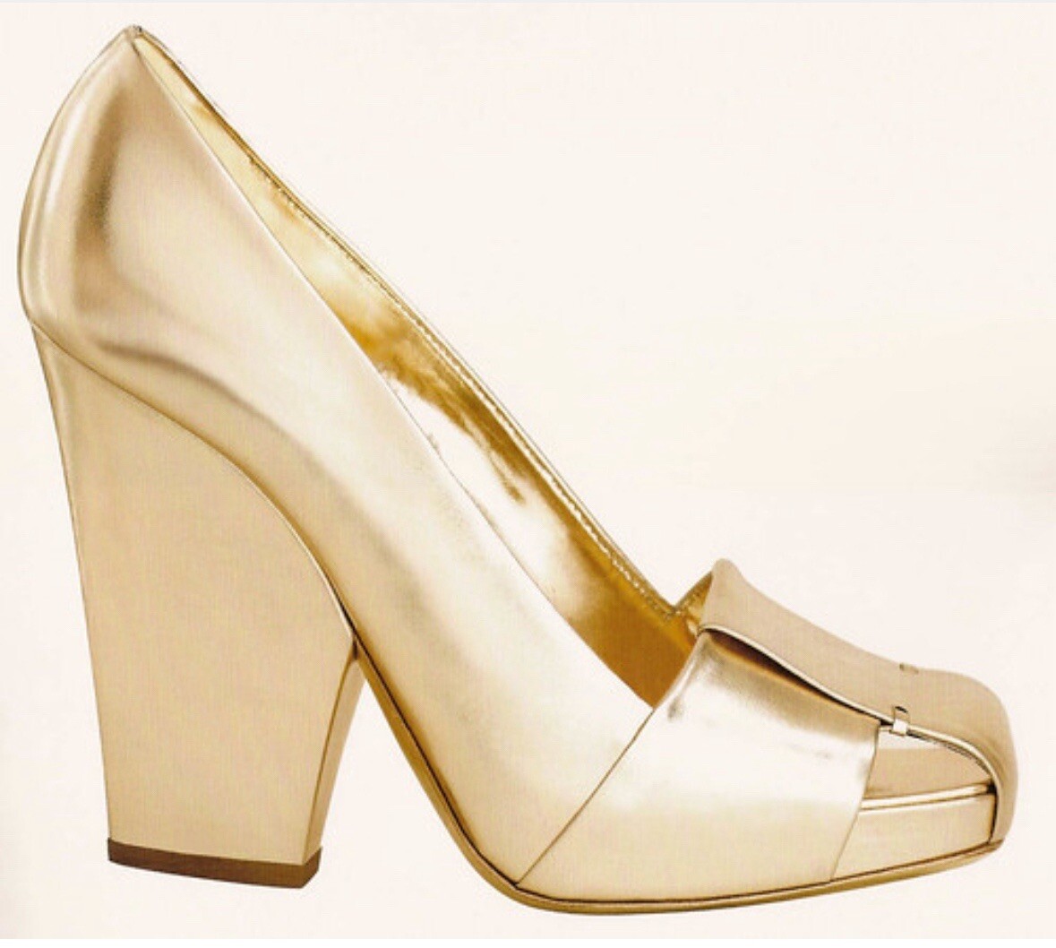 SAINT LAURENT YSL Dada tacco semicuneo oro taglia 35 nuovo senza scatola