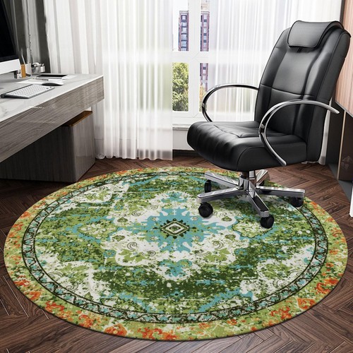Vintage 4 Ft Round Desk Chair Mat Non Slip Desk Floor Mat For Hardwood ...