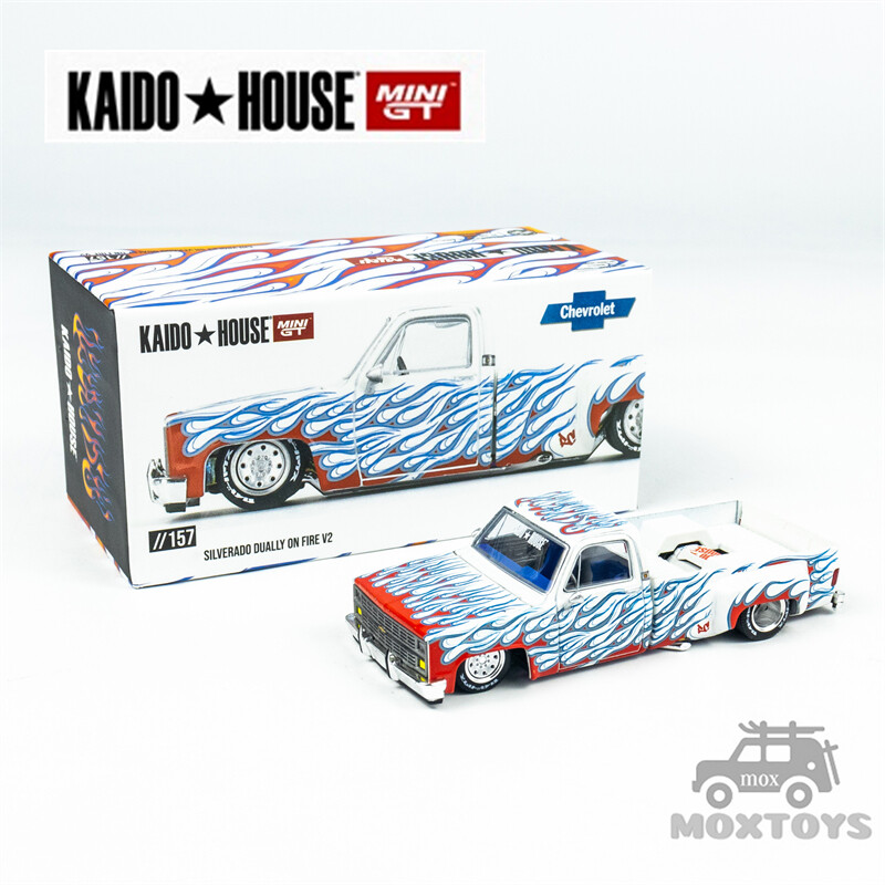 Kaido House x MINI GT 1:64 Silverado Dually on Fire V2 Model