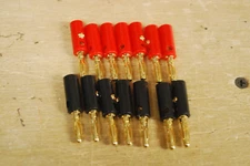 lot 20 Steren Gold Banana Male Speaker Plugs black & red 4 mm
