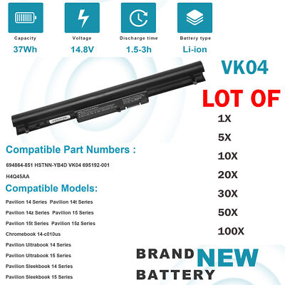  LOT VK04 Battery For HP Pavilion 14 15 Sleekbook 14 15 HSTNN-YB4D 694864-851