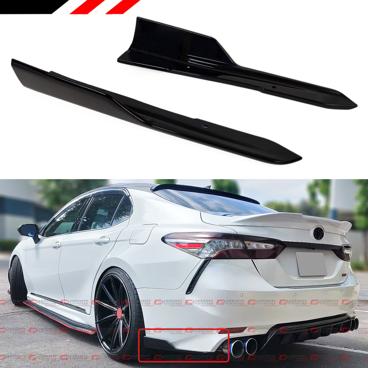 Gloss Black Rear Bumper Side Aprons for 2018-2024 Toyota Camry SE