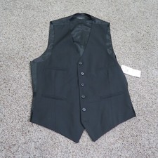 NWT John Varvatos Vest Mens 38R Black Wool Cashmere Blend Waistcoat Button Front