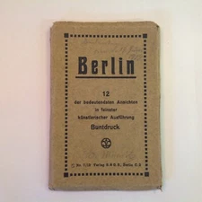 Vintage 1919 12 Color Postcard Album Berlin City Architecture Park Germany Print