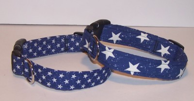 Wet Nose Designs Colorful Simply Stars Dog Collar on Blue Patriotic Star
